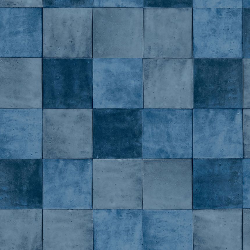 Tmavě modrá geometrická vliesová tapeta s vinylovým povrchem 45713 Zellige, Marburg