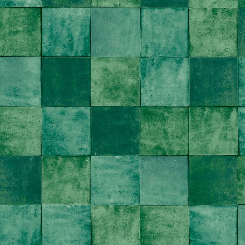 Tmavě zelená geometrická vliesová tapeta s vinylovým povrchem 45724 Zellige, Marburg
