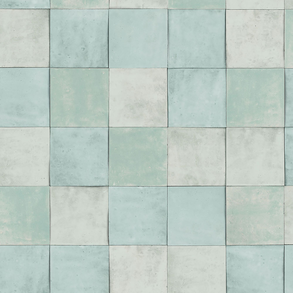 Zeleno-šedá geometrická vliesová tapeta s vinylovým povrchem 45717 Zellige, Marburg