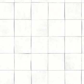 Bílá geometrická vliesová tapeta s vinylovým povrchem 45727 Zellige, Marburg