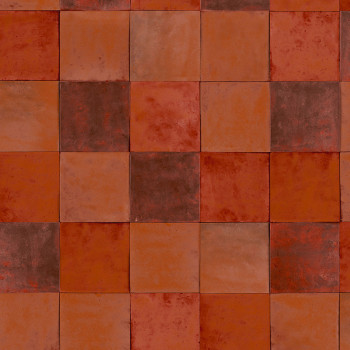 Cihlově červená geometrická vliesová tapeta s vinylovým povrchem 45708 Zellige, Marburg