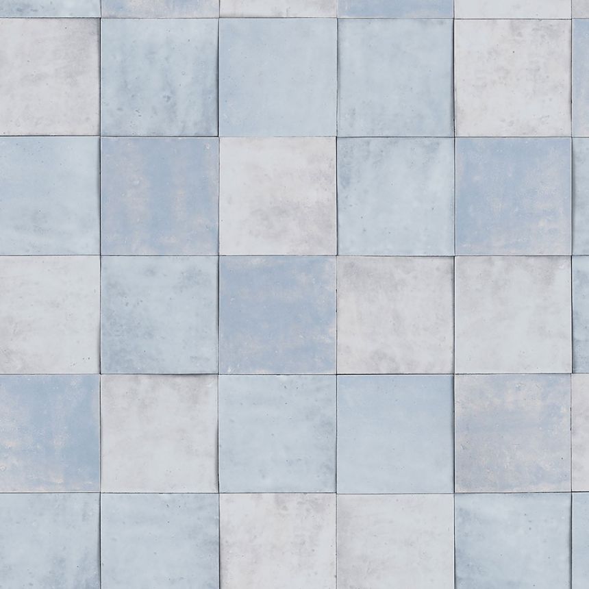 Modro-šedá geometrická vliesová tapeta s vinylovým povrchem 45714 Zellige, Marburg