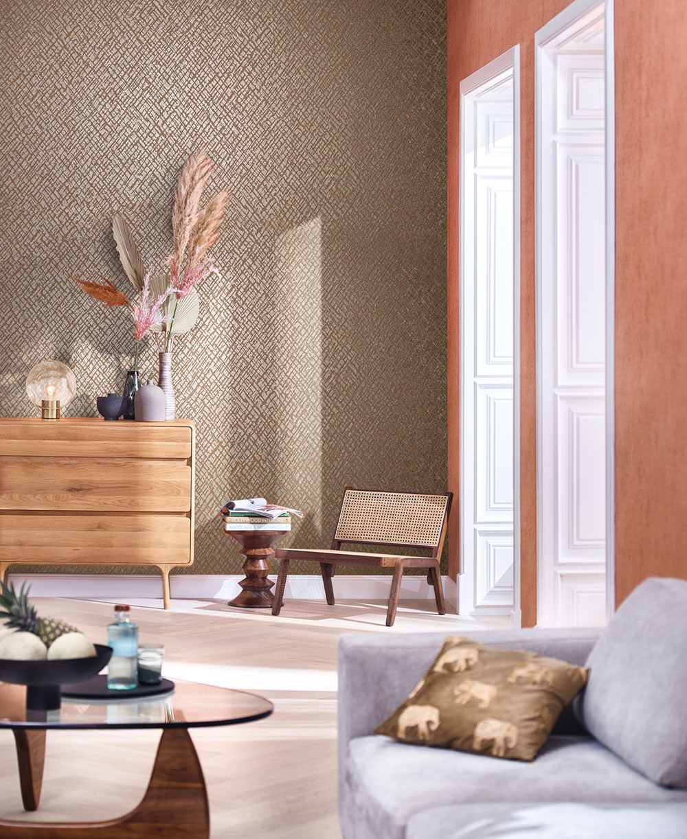 Okrová vliesová tapeta s vinylovým povrchem 33718, Papis Loveday, Marburg