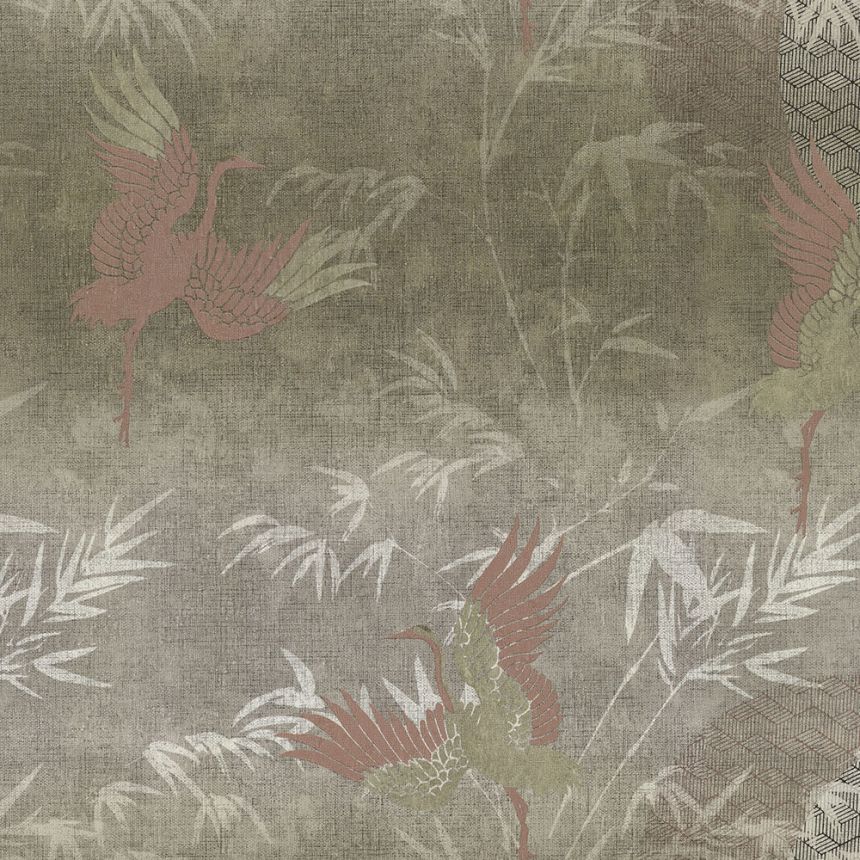 Luxusní šedo-hnědá vliesová tapeta s ptáky 72903, Zen, Emiliana Parati 