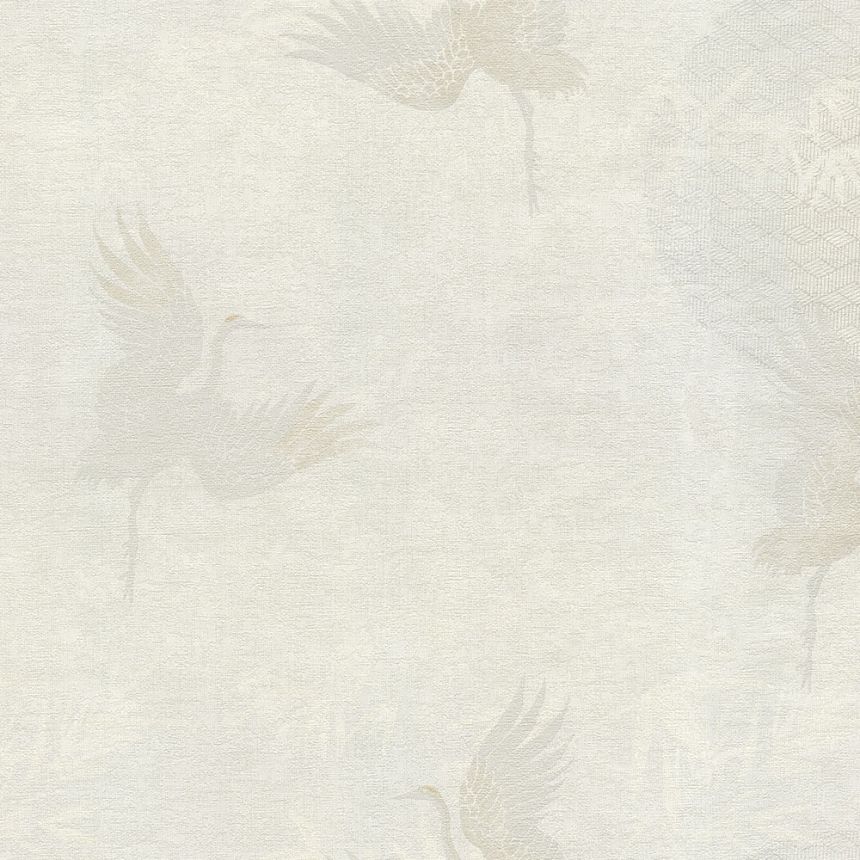 Luxusní bílo-šedá vliesová tapeta na zeď, ptáci 72905, Zen, Emiliana Parati