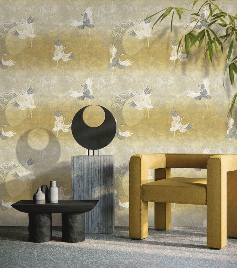 Luxusní bílo-šedá vliesová tapeta na zeď, ptáci 72905, Zen, Emiliana Parati