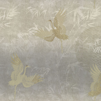 Luxusní šedo-béžová vliesová tapeta na zeď, ptáci 72907, Zen, Emiliana Parati