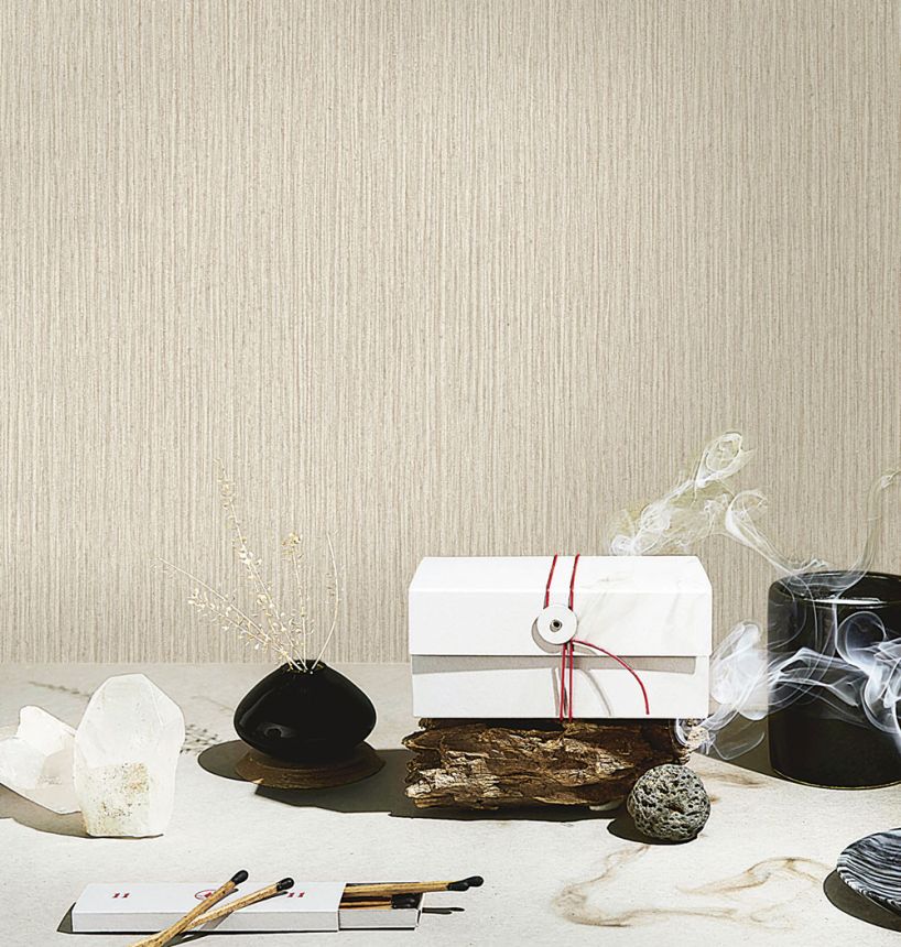 Luxusní krémovo-béžová žíhaná vliesová tapeta na zeď 72930, Zen, Emiliana Parati 