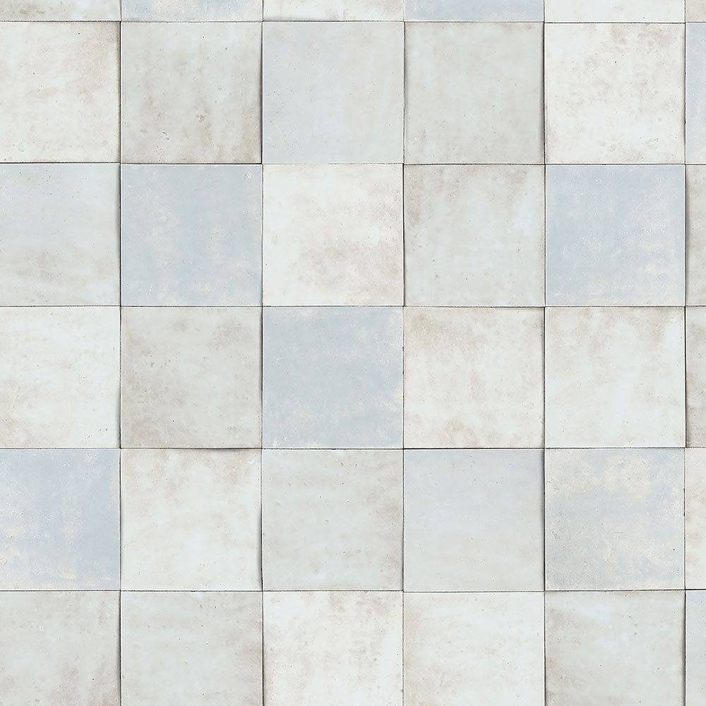 Šedo-modrá geometrická vliesová tapeta s vinylovým povrchem 45712 Zellige, Marburg