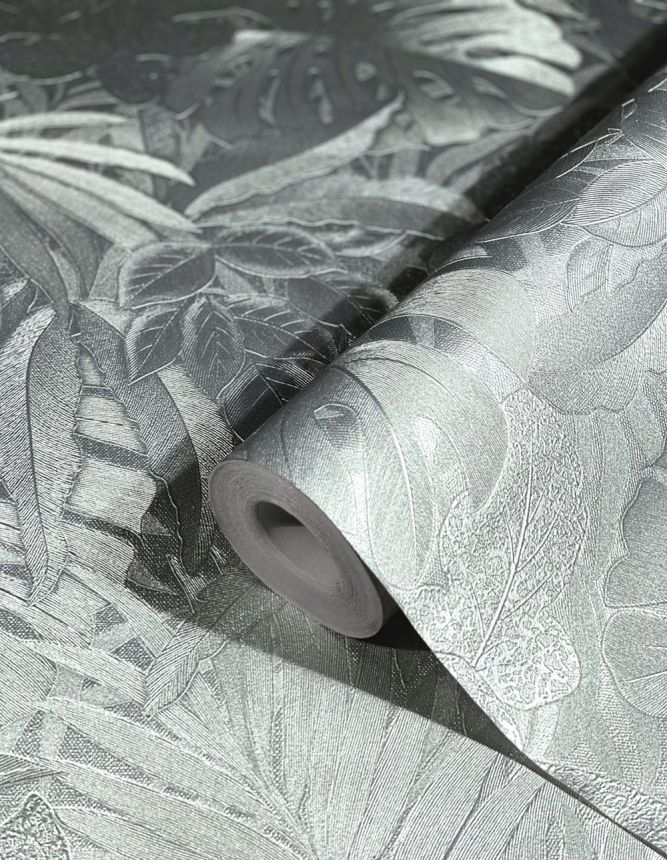 Luxusní stříbrná vliesová tapeta s listy 33301, Botanica, Marburg