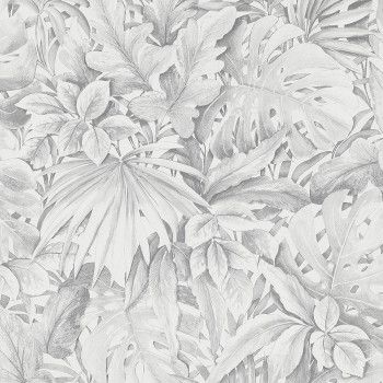 Luxusní šedá vliesová tapeta s listy 33308, Botanica, Marburg 