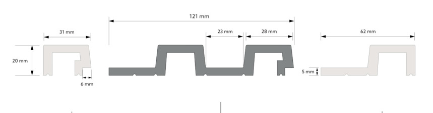 Zakončovací profil k dekoračním lamelám - přírodní dub levý L0305L, 270 x 2 x 3,1 cm, Mardom Lamelli