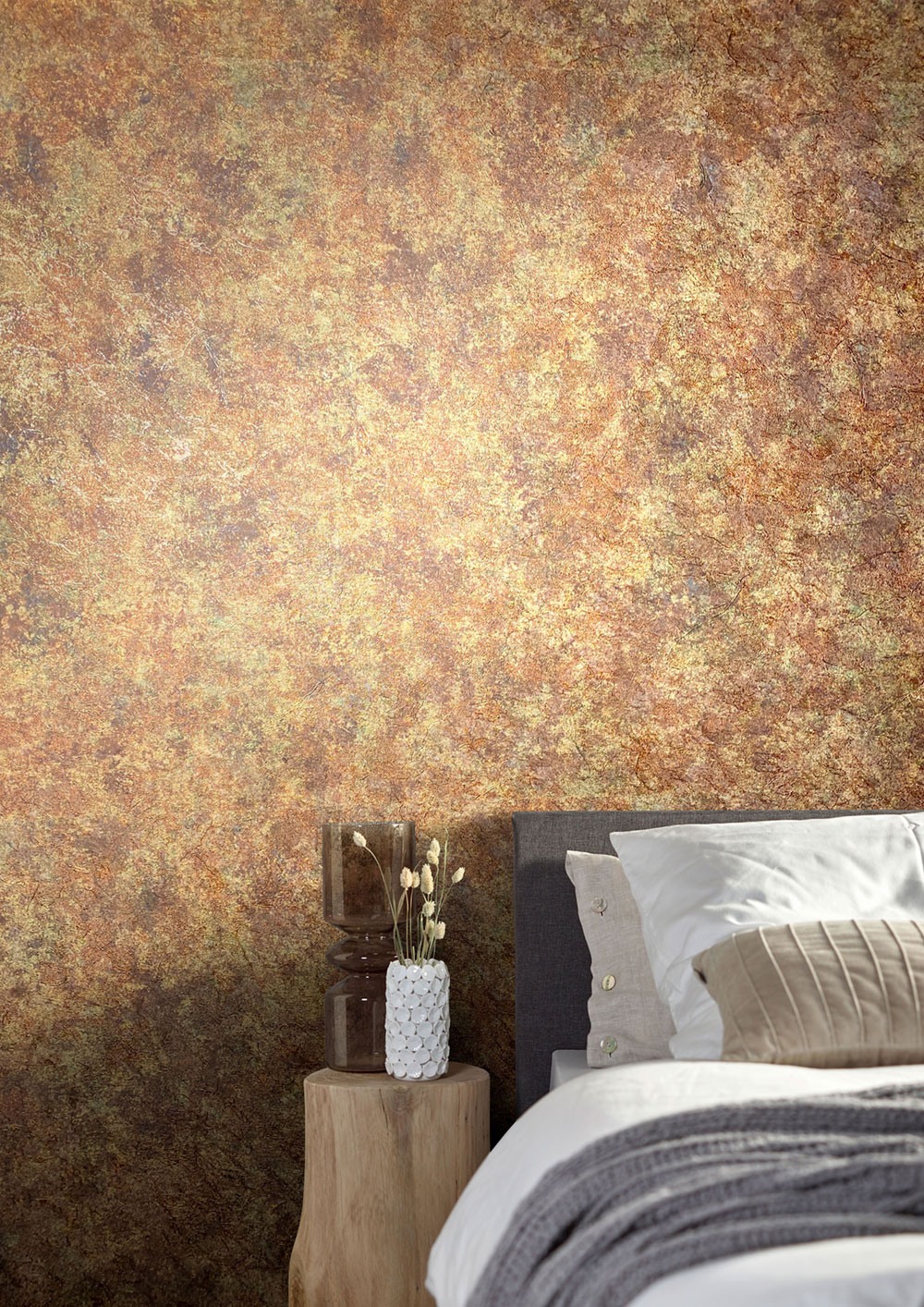 Luxusní bronzová vliesová tapeta, vintage omítka 33202, Natural Opulence, Marburg