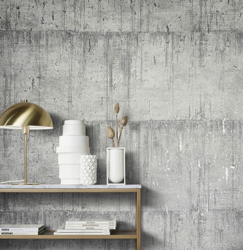 Vliesová šedo-stříbrná tapeta, imitace betonových bloků 33240, Natural Opulence, Marburg 