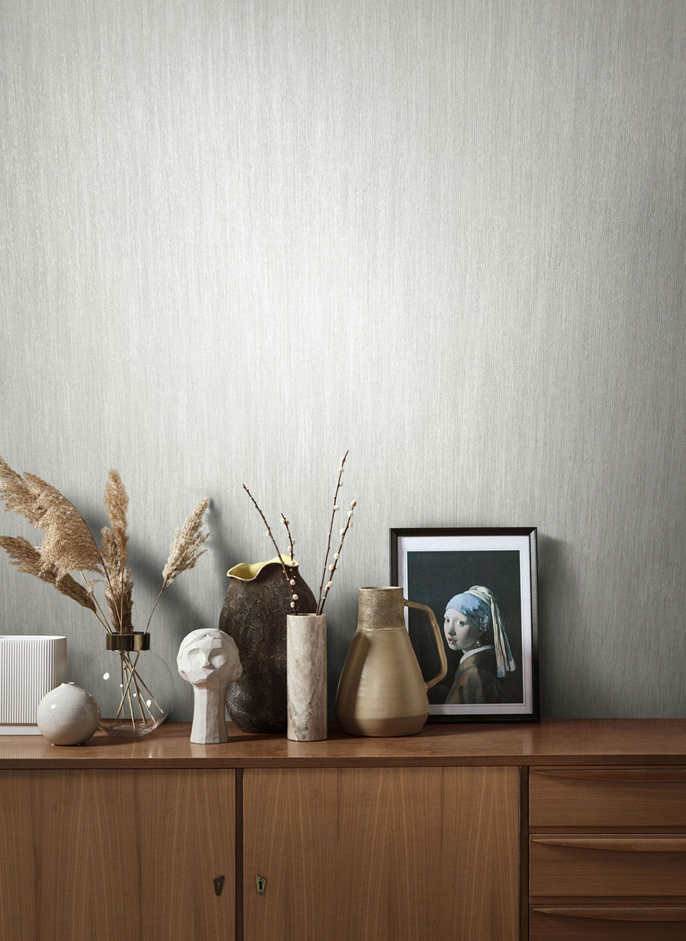 Luxusní bílo-šedá žíhaná vliesová tapeta na zeď 33246, Natural Opulence, Marburg 