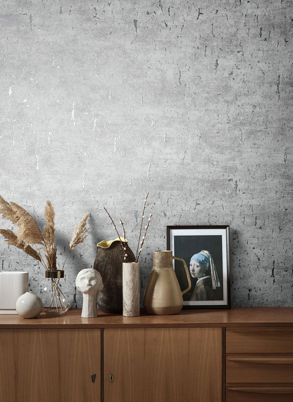 Luxusní šedo-stříbrná vliesová tapeta na zeď, imitace betonu 33255, Natural Opulence, Marburg 