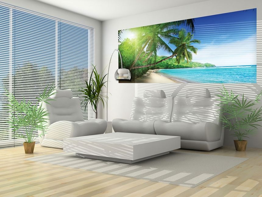 Vliesová obrazová tapeta Palmy a pláž 44108, 250 x 104 cm, Photomurals, Vavex