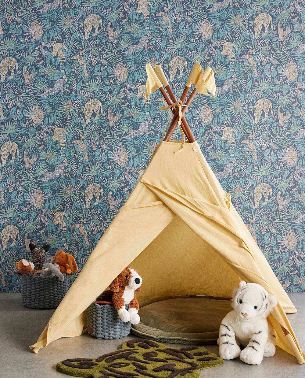 Modrá dětská vliesová tapeta na zeď džungle, 323025, Explore, Eijffinger