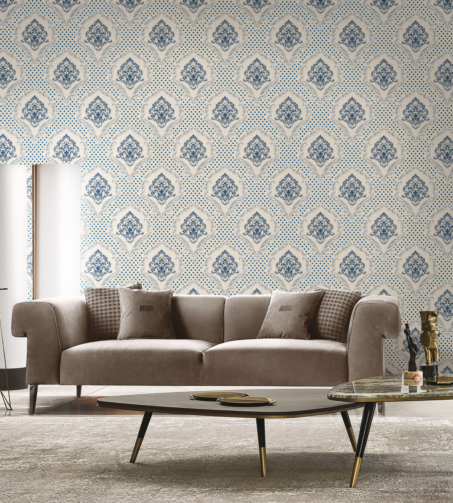 Luxusní modro-stříbrná zámecká vliesová tapeta na zeď, GF62033, Gianfranco Ferre´Home N.3, Emiliana Parati