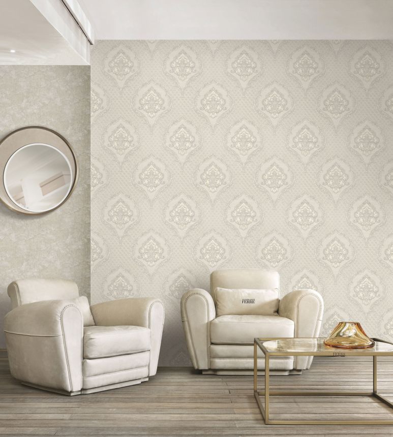 Luxusní bílo-stříbrná zámecká vliesová tapeta na zeď, GF62042, Gianfranco Ferre´Home N.3, Emiliana Parati