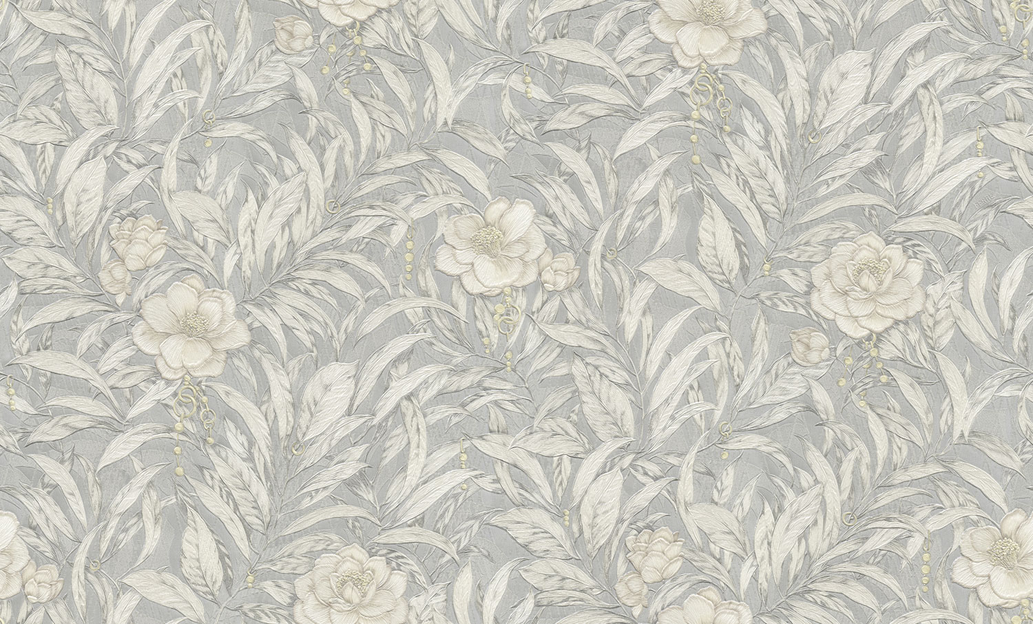 Luxusní stříbrná květinová vliesová tapeta na zeď, GF62076, Gianfranco Ferre´Home N.3, Emiliana Parati