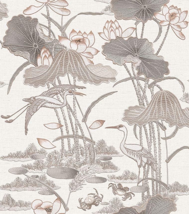 Luxusní vliesová tapeta s lekníny a ptáky, TP422701, Tapestry, Design ID