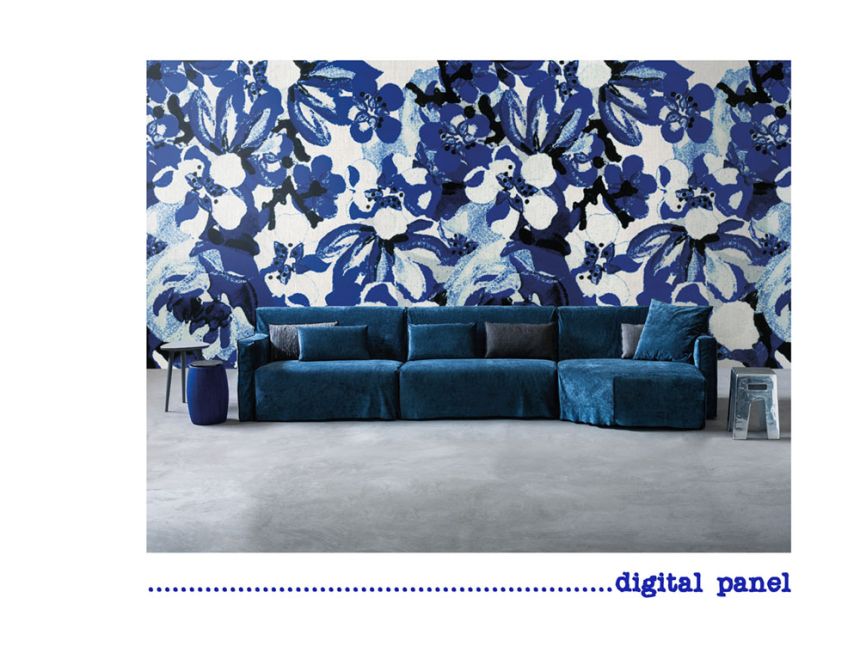 Modro-bílá květinová obrazová tapeta na zeď, UC51106 Unconventional 2 Emiliana Parati