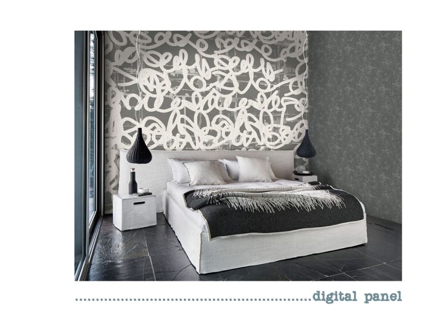 Grafická šedo-bílá obrazová tapeta na zeď, UC51107 Unconventional 2 Emiliana Parati
