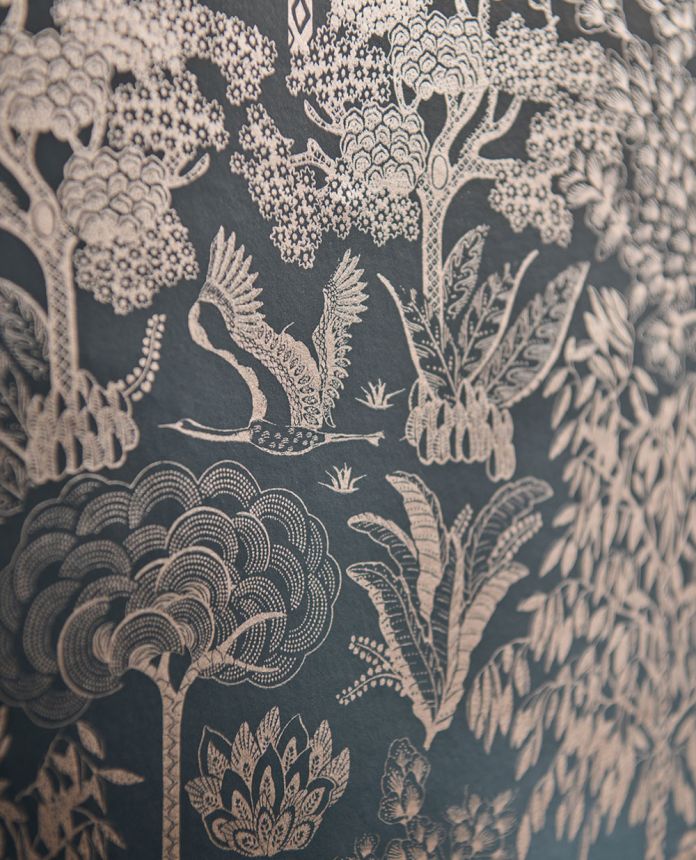 Modrá vliesová tapeta na zeď, metalické stromy, 333114  Pip Studio 6, Eijffinger