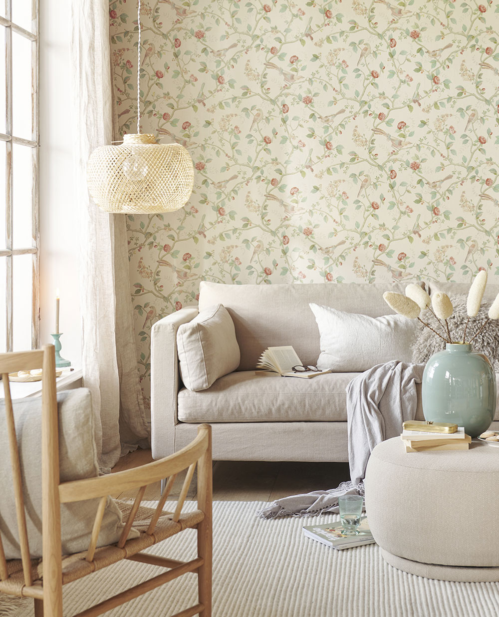 Béžová vliesová tapeta s větvičkami a ptáčky, 333120  Pip Studio 6, Eijffinger