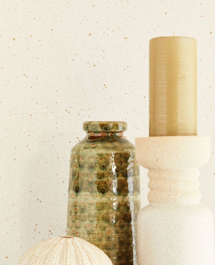 Krémová vliesová tapeta na zeď, puntíky, 333223, Unify, Eijffinger