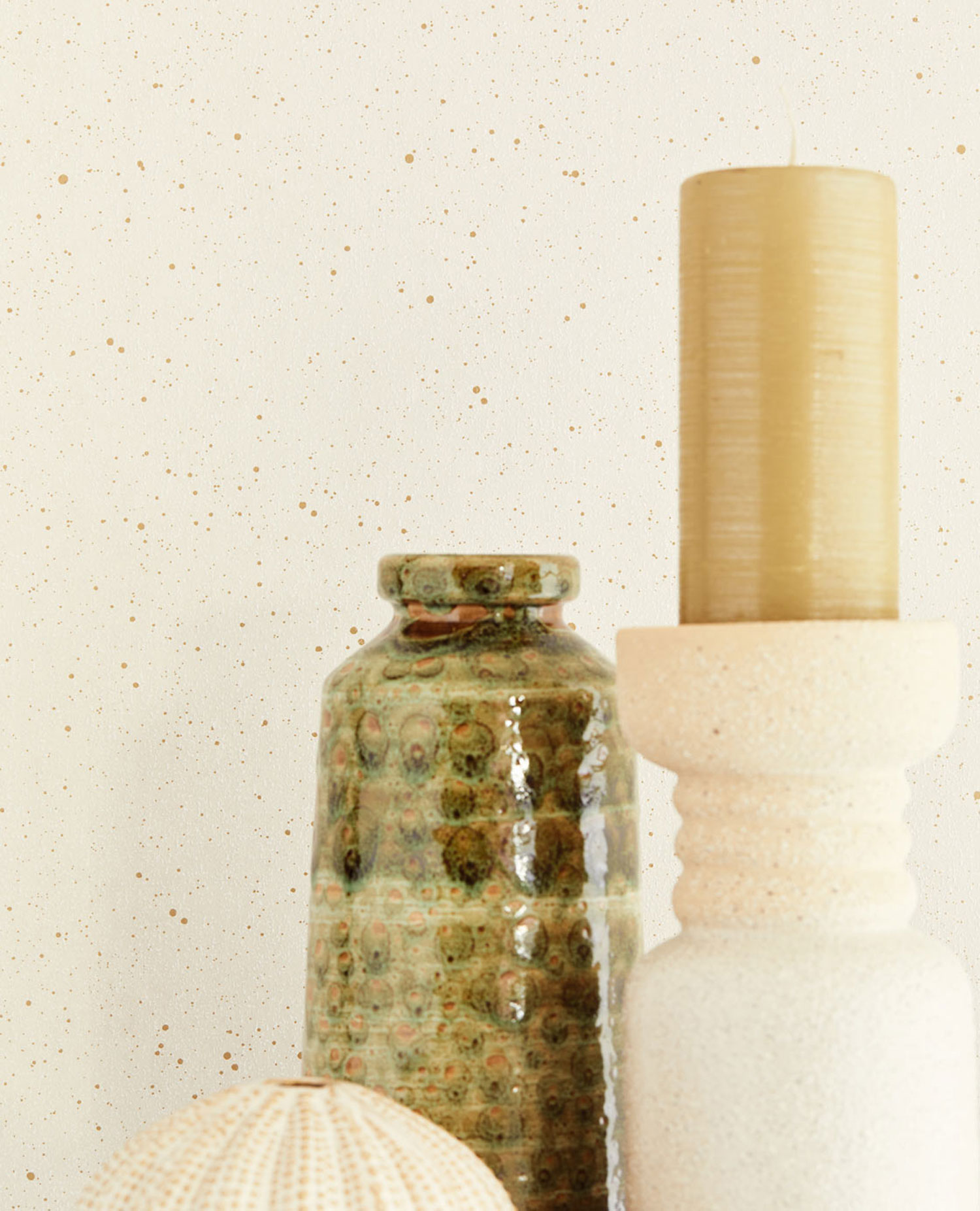 Krémová vliesová tapeta na zeď, puntíky, 333223, Unify, Eijffinger