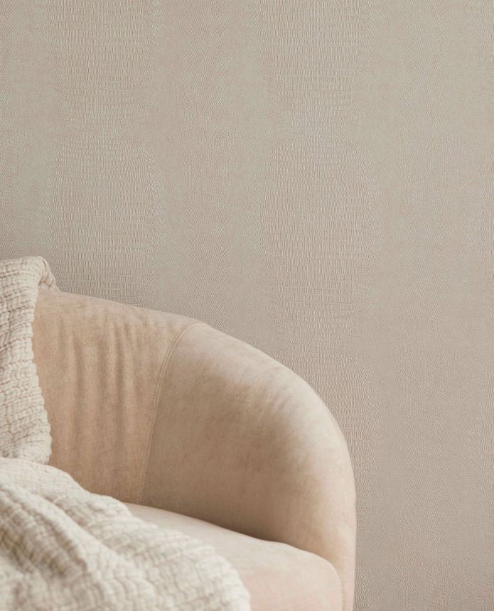 Krémová vliesová tapeta na zeď, imitace kůže, 333232, Unify, Eijffinger