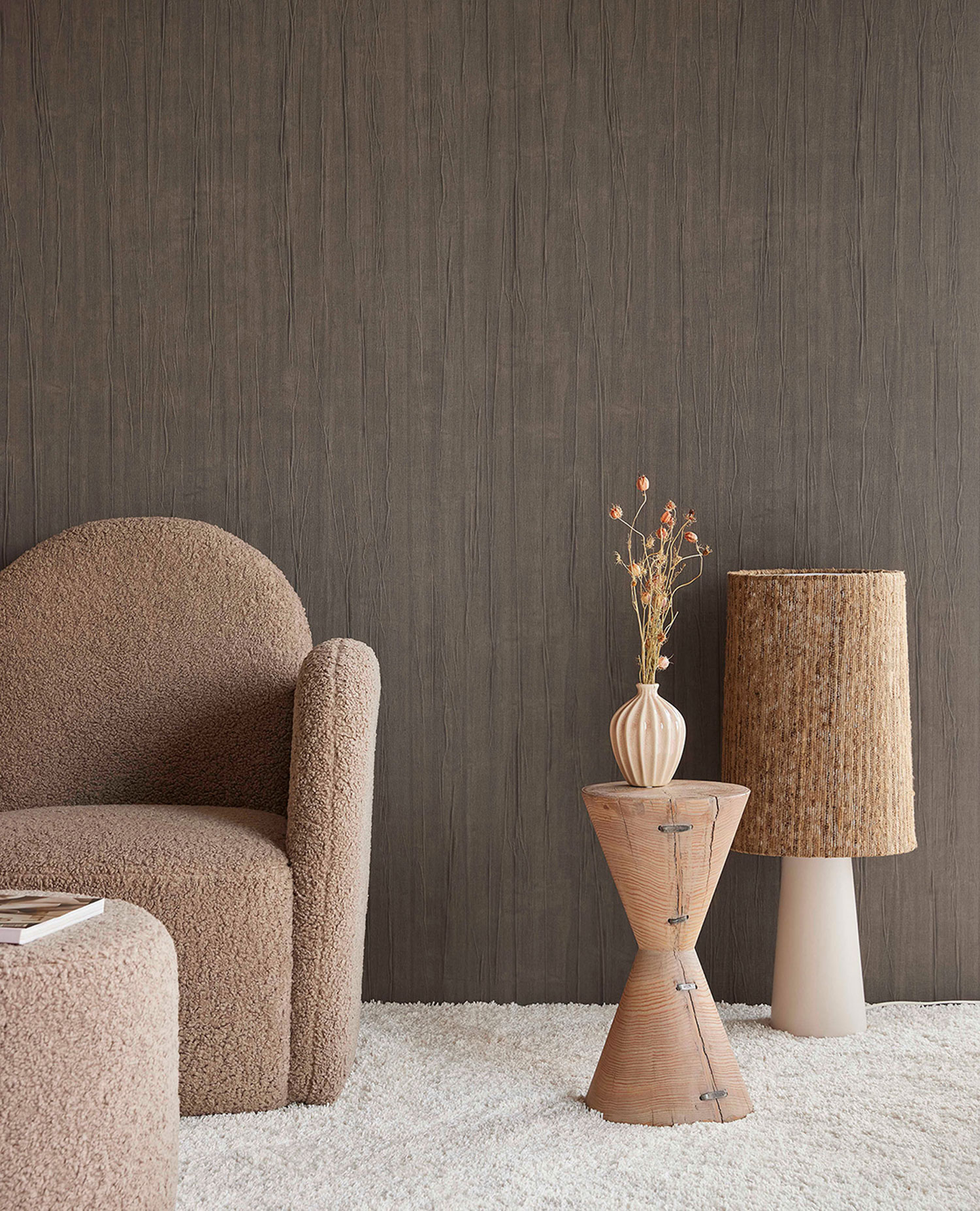 Hnědá vliesová tapeta na zeď, imitace látky, 333254, Unify, Eijffinger