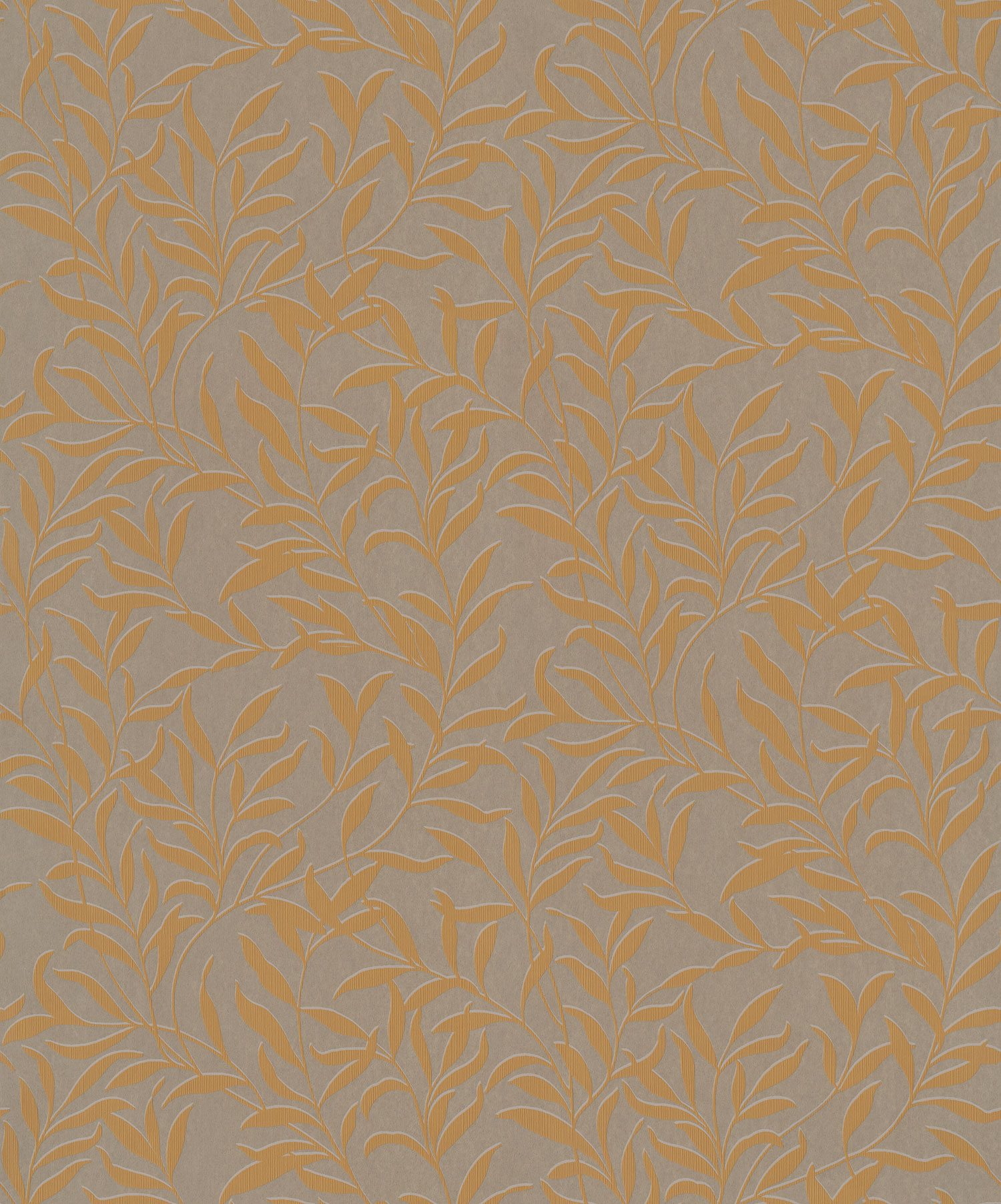 Hnědá vliesová tapeta s okrovými listy, 221354, Botanical, BN Walls