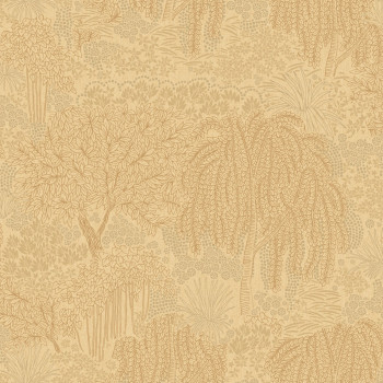 Okrovo-zlatá vliesová tapeta na zeď, stromy,  listy, AL26262, Allure, Decoprint