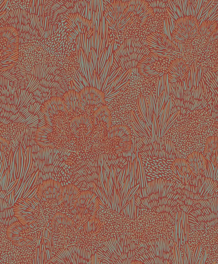Tyrkysovo-červená vliesová tapeta na zeď, krajina, stromy, BA26063,  Brazil,  Decoprint