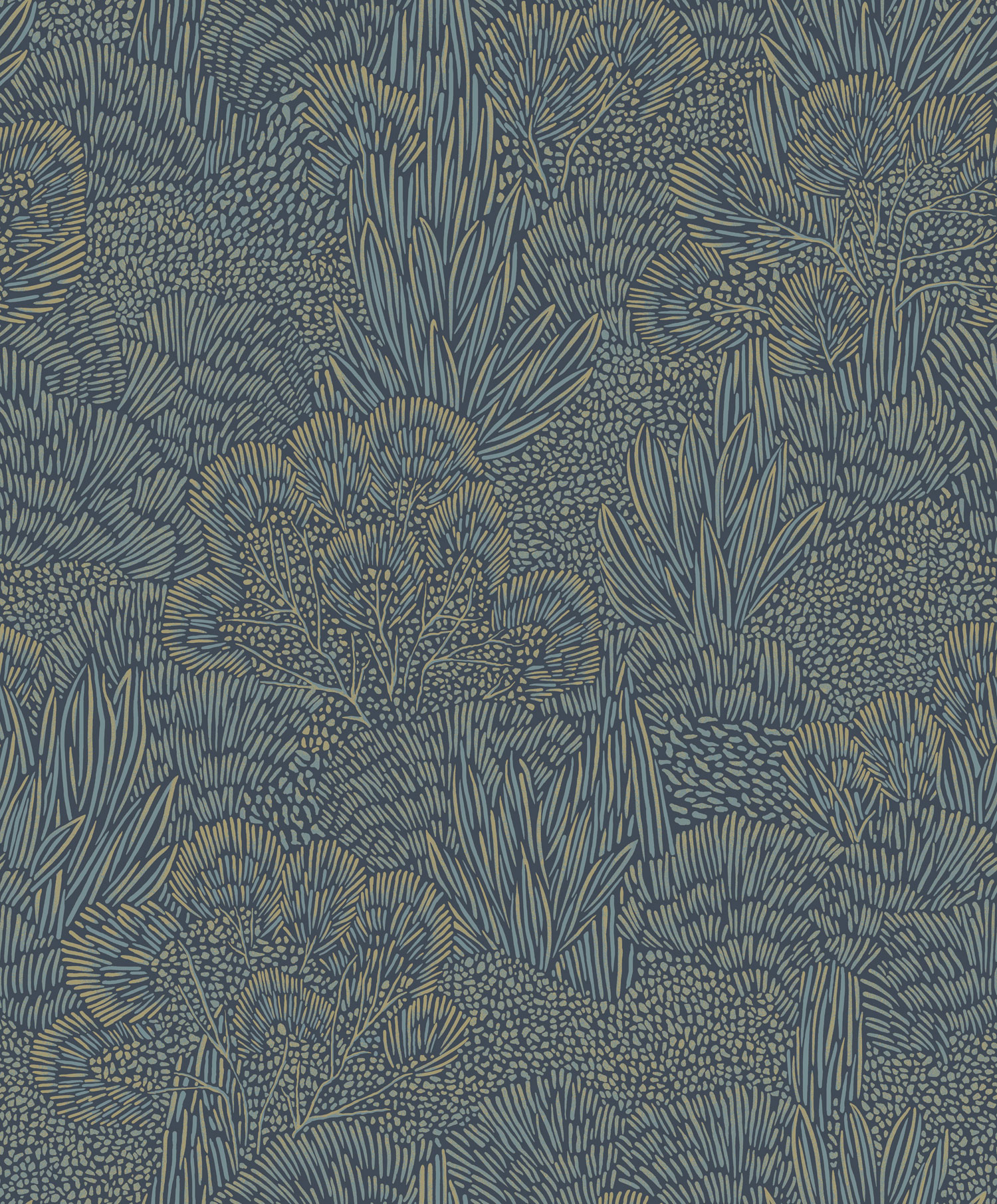 Modro-zlatá vliesová tapeta na zeď, krajina, stromy, BA26064,  Brazil,  Decoprint