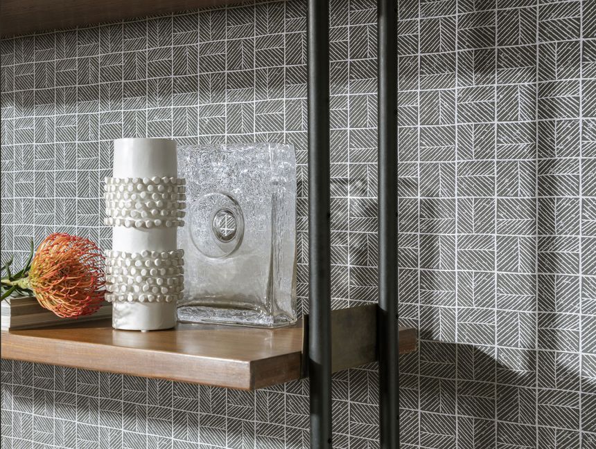 Šedá geometrická vliesová tapeta na zeď, BA26082,  Brazil,  Decoprint