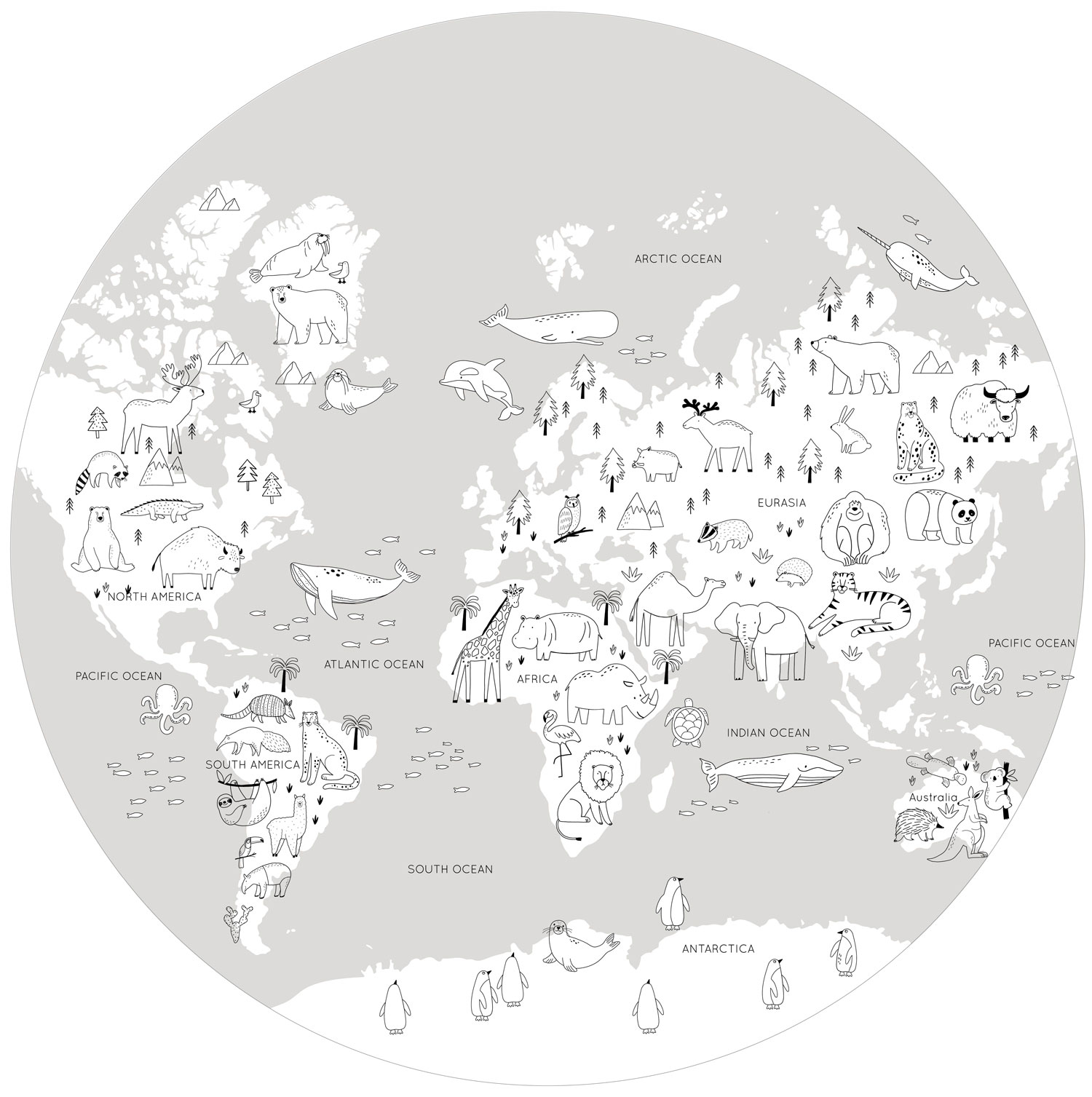 Předklížená dětská vliesová tapeta na zeď, Mapa Světa, PLC061, Platinum Shapes, Decoprint