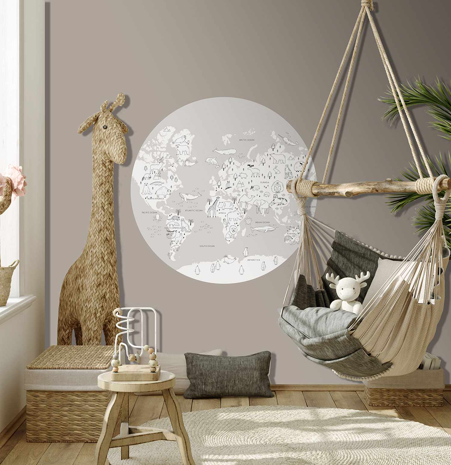 Předklížená dětská vliesová tapeta na zeď, Mapa Světa, PLC061, Platinum Shapes, Decoprint