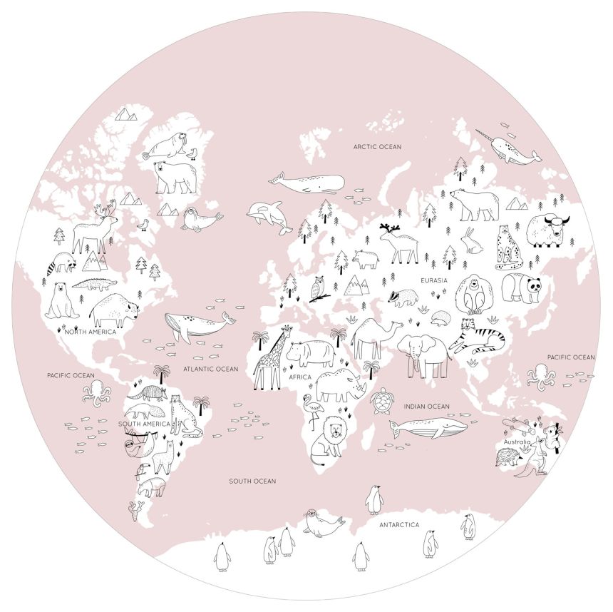 Předklížená dětská vliesová tapeta na zeď, Mapa Světa, PLC062, Platinum Shapes, Decoprint
