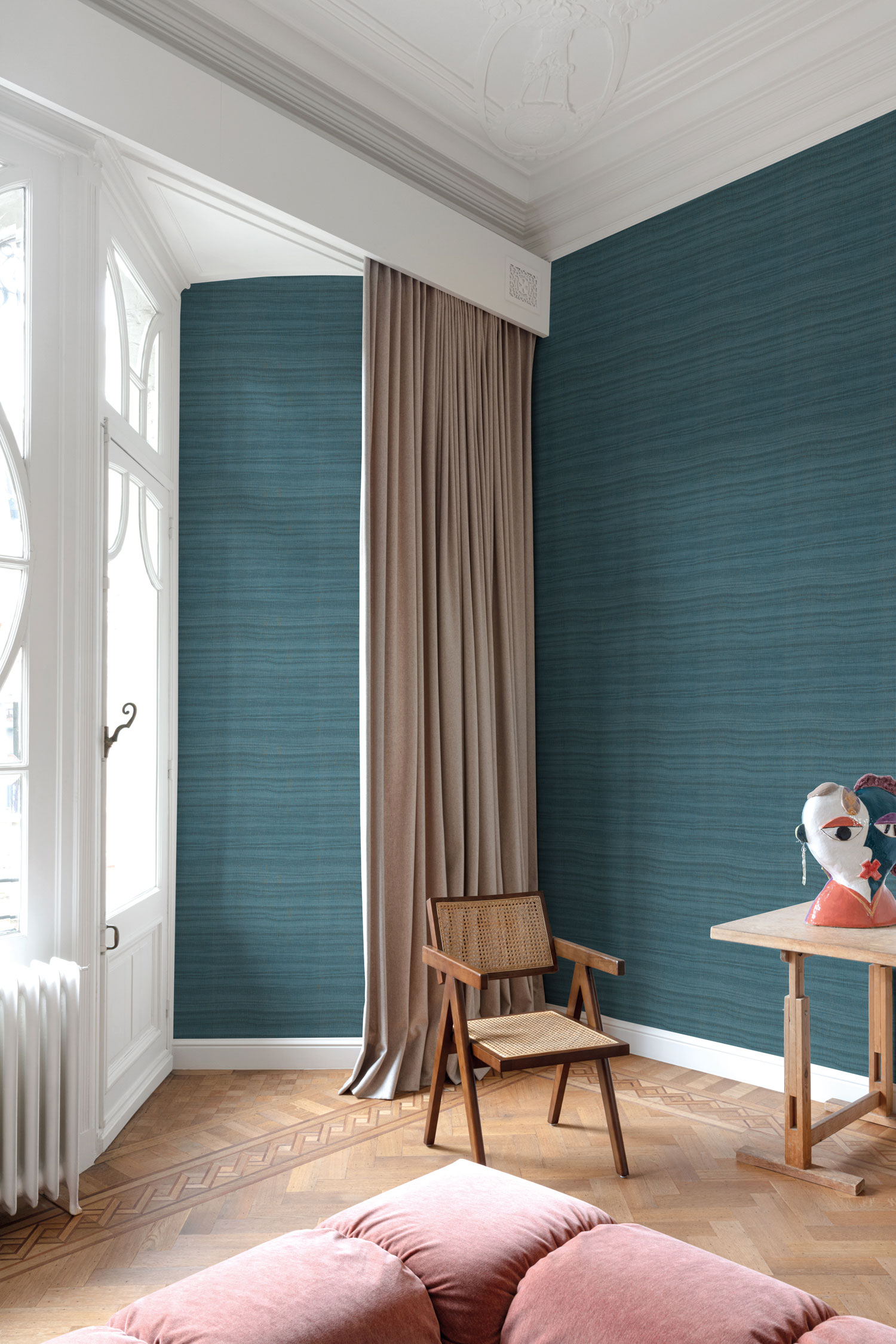 Modro-zlatá strukturovaná vliesová tapeta na zeď CU1006, Cumaru, Grandeco