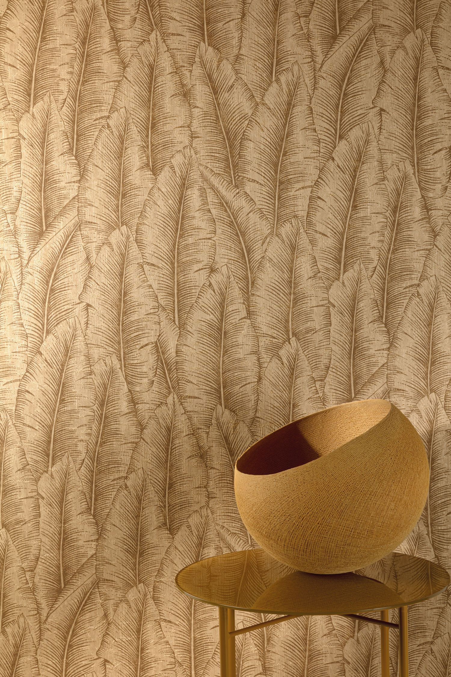 Cihlově červená vliesová tapeta na zeď, listy, CU3214, Cumaru, Grandeco