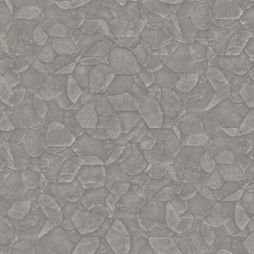 Luxusní šedo-stříbrná geometrická vliesová tapeta na zeď, Z54503, Fuksas, Zambaiti Parati