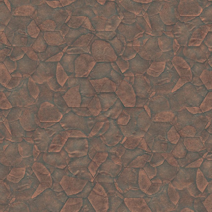 Luxusní šedo-měděná geometrická vliesová tapeta na zeď, Z54504, Fuksas, Zambaiti Parati