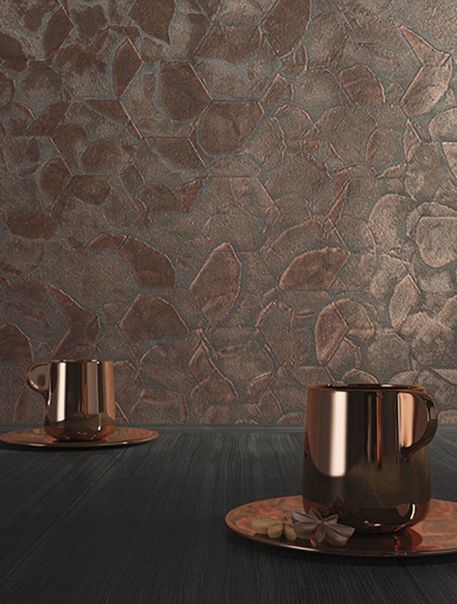 Luxusní šedo-měděná geometrická vliesová tapeta na zeď, Z54504, Fuksas, Zambaiti Parati