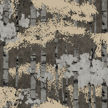 Černo-zlatá vliesová tapeta na zeď, stromy, les,  A62701, Ciara, Grandeco
