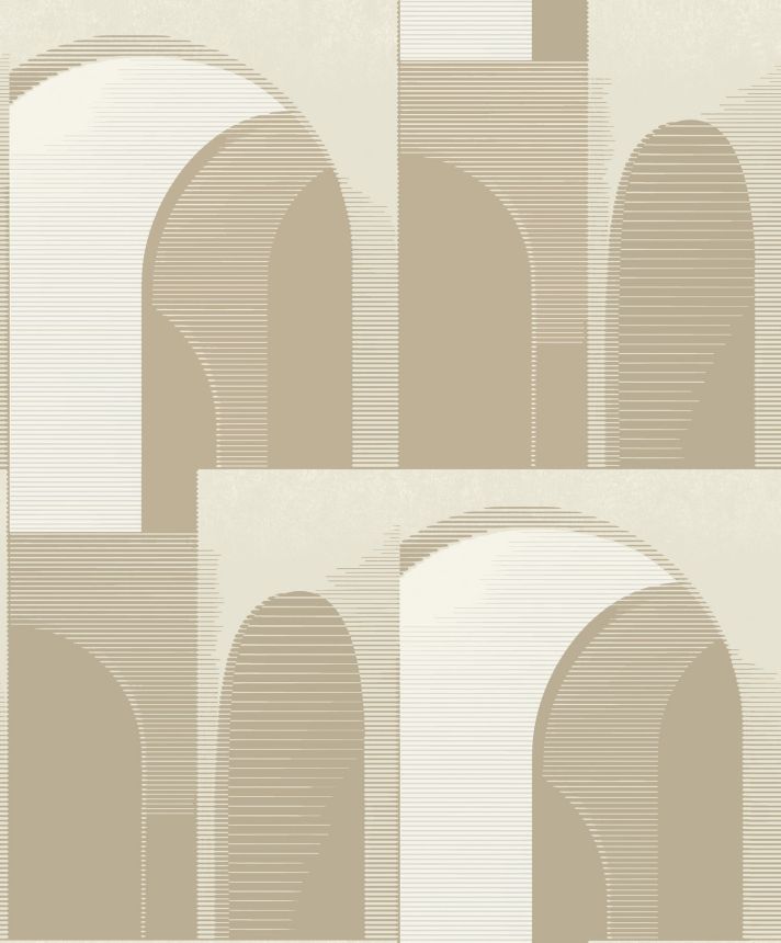 Zlato-béžová 3D geometrická vliesová tapeta na zeď, A63302, Ciara, Grandeco