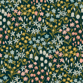 Černá vliesová tapeta s květinami, A64102, Vavex 2025